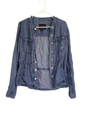 Sanctuary Washed Blue Chambray Button-Front Jacket
